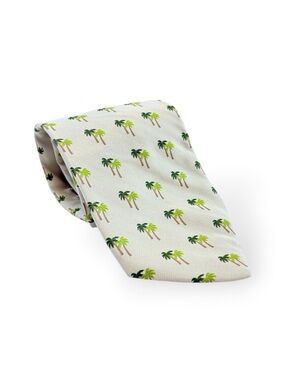 Vintage Barbara Blank New York Embroidered Palm Tree Handmade All Silk Tie